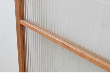 アンティーク建具　モールガラス入り　レトロな雰囲気溢れるガラス窓2枚セット(ガラス戸、引き戸)(R-067596)