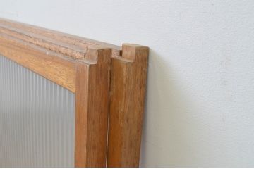 アンティーク建具　モールガラス入り　レトロな雰囲気溢れるガラス窓2枚セット(ガラス戸、引き戸)(R-067596)