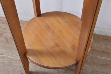 中古　フランス家具　円形　象嵌入り　クラシカルな雰囲気漂うサイドテーブル(ガラステーブル、ラウンドテーブル、丸テーブル、飾り台、花台、コーヒーテーブル)(R-067620)