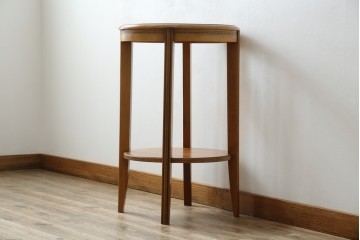 中古　フランス家具　円形　象嵌入り　クラシカルな雰囲気漂うサイドテーブル　(R-067620)