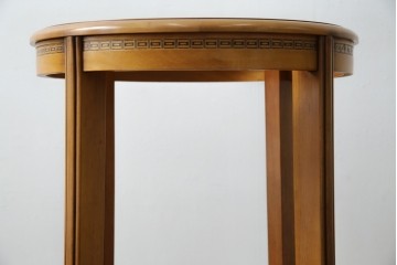 中古　フランス家具　円形　象嵌入り　クラシカルな雰囲気漂うサイドテーブル　(R-067620)