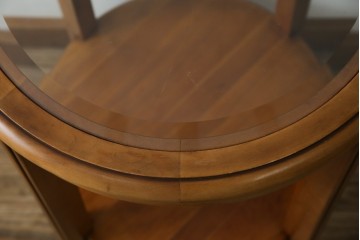 中古　フランス家具　円形　象嵌入り　クラシカルな雰囲気漂うサイドテーブル　(R-067620)