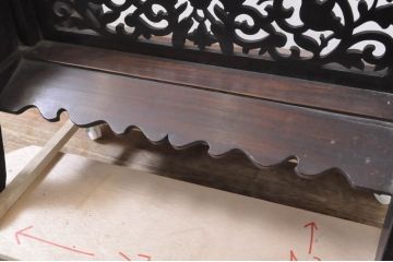 和製アンティーク　極上!! 最高級!!　シタン(紫檀)材　花の彫刻が優美な印象を与える姿見(スタンドミラー、鏡)(R-067621)