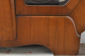 イギリスアンティーク　Art Deco(アール・デコ)　収納したもの素敵に魅せる!!個性的なフォルムが目を惹くキャビネット(Deco Cabinet、装飾美術、アールデコスタイル、収納棚、戸棚、飾り棚、ディスプレイ棚、コレクションケース、英国)(R-067625)
