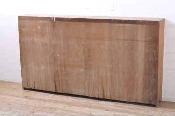 和製アンティーク　シンプルなデザインがお部屋に取り入れやすい横長オープンラック(飾り棚、本棚、陳列棚、収納棚、サイドボード、サイドキャビネット、店舗什器)(R-067627)
