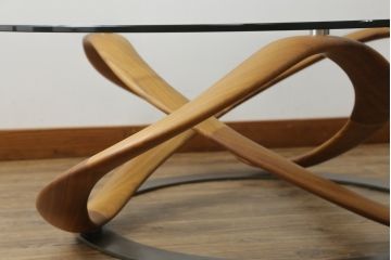 中古　ポラダ(porada)社　INFINITY(インフィニティ)　アクタス取り扱い　オブジェのような美しい佇まいに目を奪われるリビングテーブル(センターテーブル、カクテルテーブル、カフェテーブル、コーヒーテーブル、ラウンドテーブル、ガラステーブル)(定価約57万6千円)(R-067635)