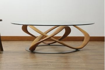 中古　ポラダ(porada)社　INFINITY(インフィニティ)　アクタス取り扱い　オブジェのような美しい佇まいに目を奪われるリビングテーブル(センターテーブル、カクテルテーブル、カフェテーブル、コーヒーテーブル、ラウンドテーブル、ガラステーブル)(定価約57万6千円)(R-067635)