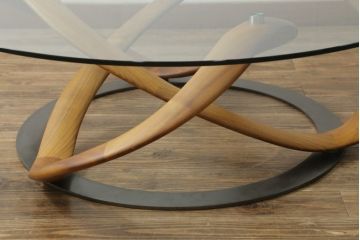 中古　ポラダ(porada)社　INFINITY(インフィニティ)　アクタス取り扱い　オブジェのような美しい佇まいに目を奪われるリビングテーブル(センターテーブル、カクテルテーブル、カフェテーブル、コーヒーテーブル、ラウンドテーブル、ガラステーブル)(定価約57万6千円)(R-067635)