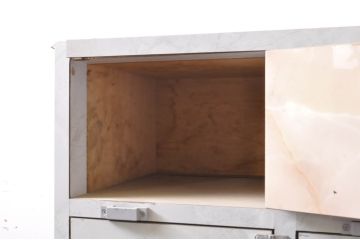 和製ビンテージ　ペイント仕上げ限定　昭和レトロな雰囲気を高める下駄箱(収納棚、ロッカー、戸棚、ヴィンテージ)(R-067639)