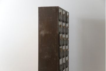 和製ビンテージ　ペイント仕上げ限定　昭和レトロな雰囲気を高める下駄箱(収納棚、ロッカー、戸棚、ヴィンテージ)(R-067641)
