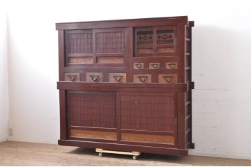 和製アンティーク　六尺　上質な空間を演出する水屋箪笥キャビネット(水屋箪笥、食器棚、戸棚、収納棚、引き出し)(R-067651)
