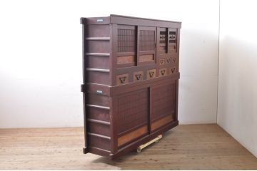 和製アンティーク　六尺　上質な空間を演出する水屋箪笥キャビネット(水屋箪笥、食器棚、戸棚、収納棚、引き出し)(R-067651)