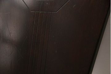 中古　廃盤モデル　星野民芸(星野民藝)　桜材　個性的なデザインが存在感を放つダイニングチェア2脚セット(板座チェア、椅子、イス)(R-067653)