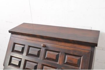 中古　美品　松本民芸家具　S.P型　収納力たっぷり!シックな佇まいのライティングビューロー(簿記机、在宅ワーク、在宅用ワークデスク、チェスト)(定価約72万円)(R-067661)