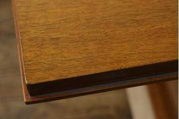 イギリスヴィンテージ　マホガニー材　モダンなデザインが魅力のレザートップ両袖机　(R-067682)