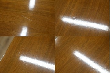 イギリスヴィンテージ　マホガニー材　モダンなデザインが魅力のレザートップ両袖机　(R-067682)