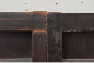 アンティーク建具　古き時代の味わいが魅力的な横桟板戸窓2枚セット(引き戸、格子戸、舞良戸)(R-067688)