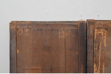 アンティーク建具　古き時代の味わいが魅力的な横桟板戸窓2枚セット(引き戸、格子戸、舞良戸)(R-067688)