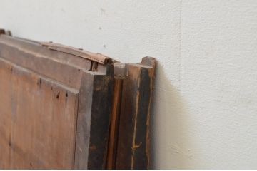 アンティーク建具　和モダンな空間作りにおすすめな横桟の板戸窓2枚セット(引き戸、格子戸、舞良戸)(R-067689)
