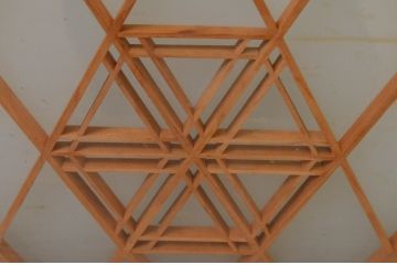 アンティーク建具　和の空間を演出する両面ガラスの組子入りガラス窓2枚セット(引き戸、ガラス戸)(R-067691)