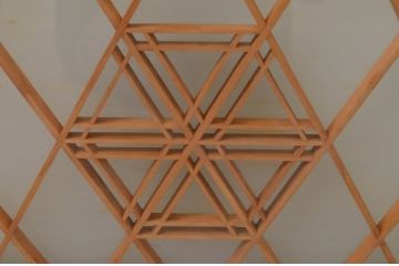 アンティーク建具　和の空間を演出する両面ガラスの組子入りガラス窓4枚セット(引き戸、ガラス戸)(R-067692)