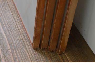 アンティーク建具　和の空間を演出する両面ガラスの組子入りガラス窓4枚セット(引き戸、ガラス戸)(R-067692)