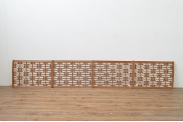 アンティーク建具　和の情緒溢れる組子入り障子窓4枚セット(引き戸、障子戸)(R-067693)