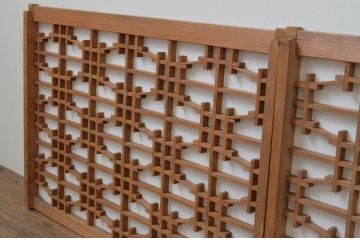 アンティーク建具　和の情緒溢れる組子入り障子窓4枚セット(引き戸、障子戸)(R-067693)