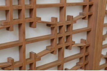 アンティーク建具　和の情緒溢れる組子入り障子窓4枚セット(引き戸、障子戸)(R-067693)