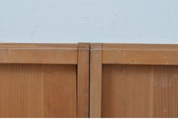 アンティーク建具　温かみのある木味が魅力の板戸窓2枚セット(引き戸)(R-067696)