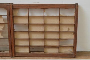 アンティーク建具　シンプルなデザインの障子窓2枚セット(引き戸、障子戸)(R-067705)