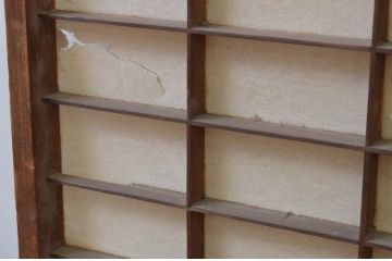 アンティーク建具　シンプルなデザインの障子窓2枚セット(引き戸、障子戸)(R-067705)