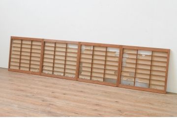 アンティーク建具　どこか懐かしい雰囲気溢れる障子窓4枚セット(引き戸、障子戸)(R-067706)