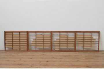アンティーク建具　どこか懐かしい雰囲気溢れる障子窓4枚セット(引き戸、障子戸)(R-067707)