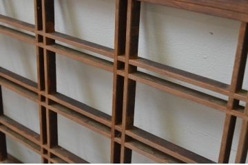 アンティーク建具　和の空間づくりにおすすめの格子入り障子窓4枚セット(障子戸、格子戸、引き戸)(R-067715)
