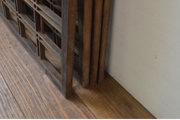 アンティーク建具　和の空間づくりにおすすめの格子入り障子窓4枚セット(障子戸、格子戸、引き戸)(R-067715)