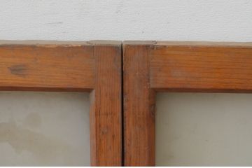 アンティーク建具　昭和レトロな雰囲気漂うガラス窓2枚セット(ガラス戸、引き戸)(R-067716)