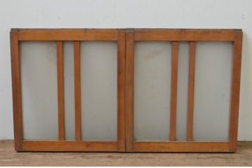 アンティーク建具　昭和レトロな雰囲気漂うガラス窓2枚セット(ガラス戸、引き戸)(R-067716)