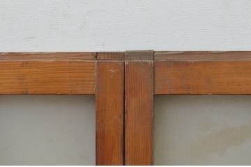 アンティーク建具　昭和レトロな雰囲気漂うガラス窓2枚セット(ガラス戸、引き戸)(R-067716)