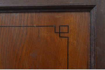 アンティーク建具　大正ロマンの雰囲気を高める小さな象嵌入り板戸窓2枚セット(引き戸)(R-067718)