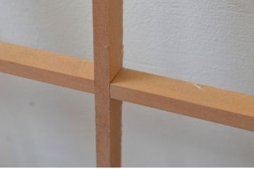 アンティーク建具　シンプルなデザインでお部屋に合わせやすい横長障子窓4枚セット(障子戸、格子戸、引き戸)(R-067720)