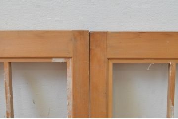 アンティーク建具　シンプルなデザインでお部屋に合わせやすい横長障子窓4枚セット(障子戸、格子戸、引き戸)(R-067720)