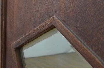 アンティーク建具　ナラ材　大正ロマンな空間を演出する両開き窓1対(2枚セット、木製扉)(R-067721)