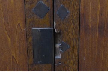 アンティーク建具　ナラ材　大正ロマンな空間を演出する両開き窓1対(2枚セット、木製扉)(R-067721)