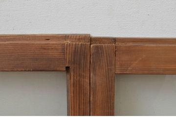 アンティーク建具　経年を感じさせる木味が魅力の小さなガラス窓4枚セット(ガラス戸、引き戸)(R-067722)