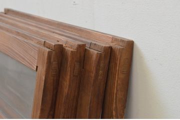 アンティーク建具　経年を感じさせる木味が魅力の小さなガラス窓4枚セット(ガラス戸、引き戸)(R-067722)