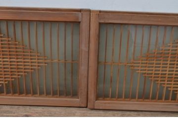 アンティーク建具　両面ガラス　上品な和の空間を演出させる組子入り窓4枚セット(引き戸、ガラス戸)(R-067724)