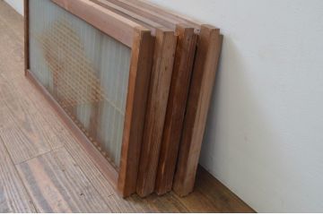 アンティーク建具　両面ガラス　上品な和の空間を演出させる組子入り窓4枚セット(引き戸、ガラス戸)(R-067724)