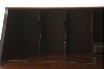 和製ビンテージ　北海道民芸家具　シックな色合いが魅力の片袖ライティングビューロー(ワークデスク、簿記机、在宅ワーク用、在宅用、ヴィンテージ)(定価約28万8千円)(R-067731)