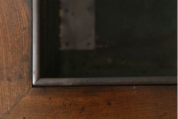 和製アンティーク　重厚!!　総欅(ケヤキ)材　力強い杢目と黒タンのアクセントが目を惹く関西火鉢(囲炉裏、長火鉢、木製火鉢、座卓、ローテーブル、コクタン、黒檀)(R-067736)